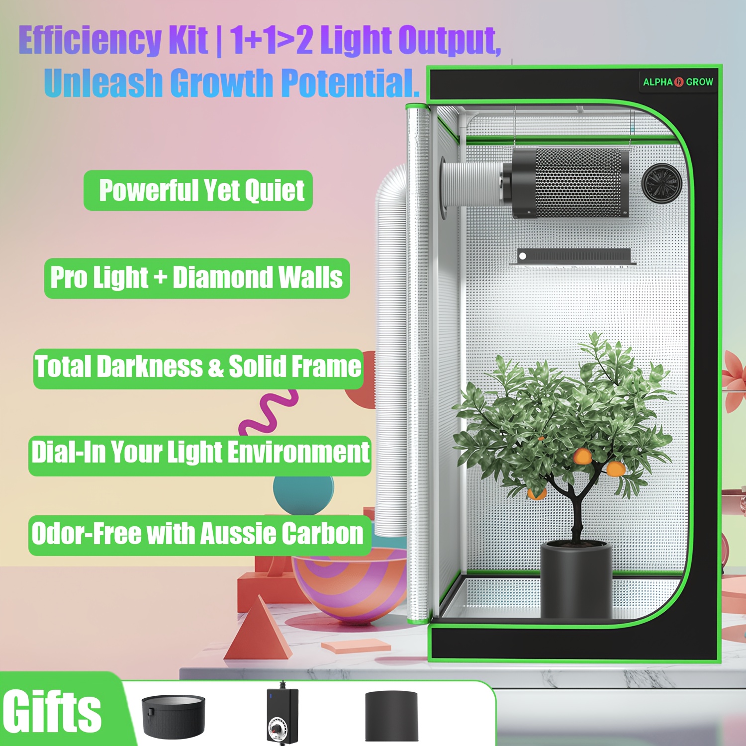 Grow Tent Complete Kit - ALPHAGROW Complete Indoor Grow Tent Kit